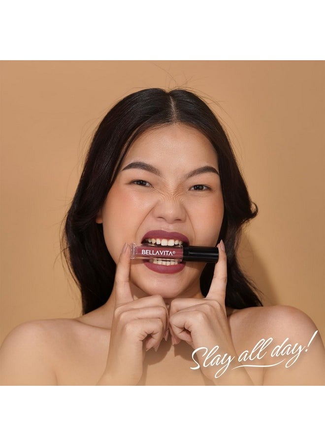 Bella Vita Organic - BELLAVITA Kiss-Proof Liquid Lipstick | 3.8 ml | 18-hr Stay | Transferproof Lipstick | Long Lasting | Ultra Matte Finish | Intense Moisturisation | Waterproof Liquid Lipsticks for Women | Dusty Nude - Image 1