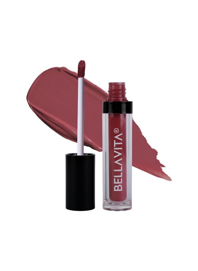 Bella Vita Organic - BELLAVITA Kiss-Proof Liquid Lipstick | 3.8 ml | 18-hr Stay | Transferproof Lipstick | Long Lasting | Ultra Matte Finish | Intense Moisturisation | Waterproof Liquid Lipsticks for Women | Dusty Nude - Image 1