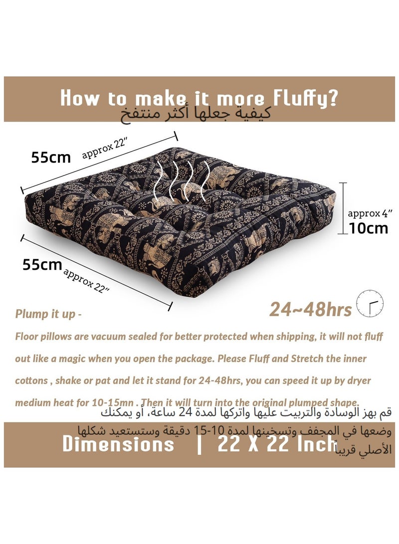 XICEN Boho Floor Cushion,  Square Cushion 55x55cm, Soft Cotton Seat Pillow, Tatami Floor Pillow Cushion for Living Room, Dining Room, Home Decoration - Image 2