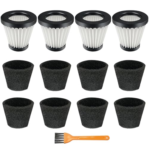 Zibopon 4 Pack F117 Filters Compatible with Dirt Devil Scorpion Handheld Vacuum Cleaner, Part # AD40117, with 8 Foam Sleeves & 1 Brush - Image 1