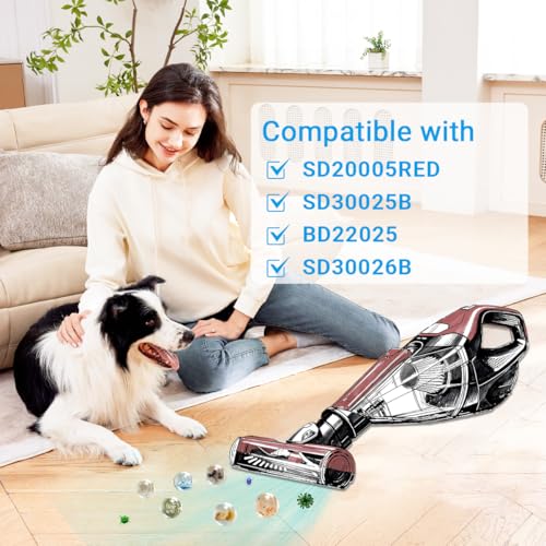 Zibopon 4 Pack F117 Filters Compatible with Dirt Devil Scorpion Handheld Vacuum Cleaner, Part # AD40117, with 8 Foam Sleeves & 1 Brush - Image 2