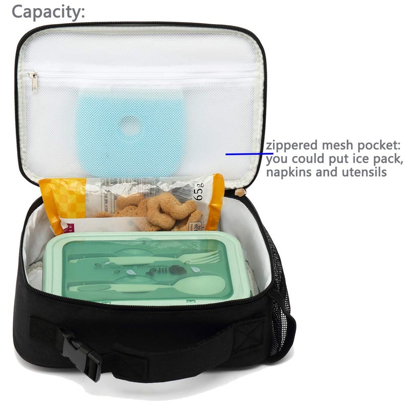 FlowFly Kids Lunch box Insulated Soft Bag Mini Cooler Back to School Thermal Meal Tote Kit for Girls, Boys,Black - Image 5