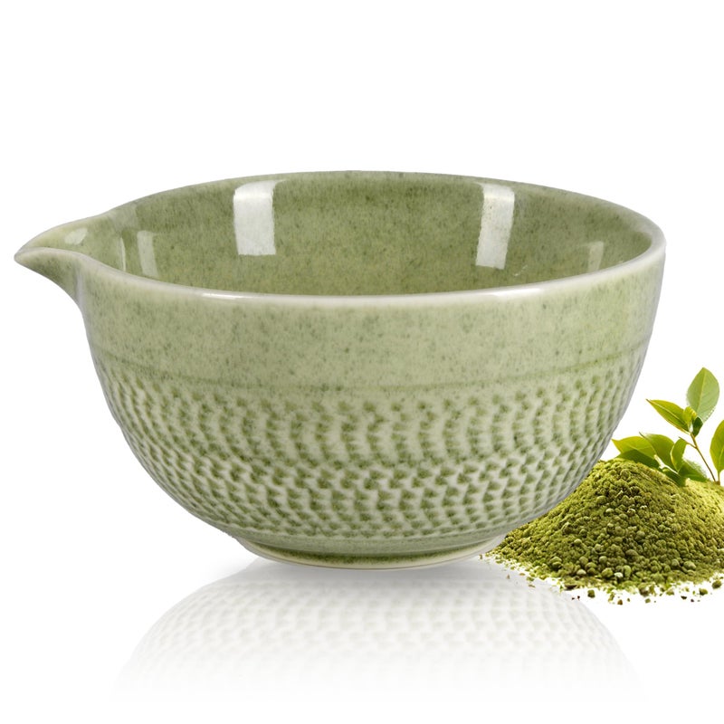 CAMATET Matcha Bowl with Spout 500 ml18 oz Ceramic Matcha Mixing Bowl Japanese Ceremonial Matcha Chawan for Matcha PowderSaladFruitSoupTea  Matcha Green
