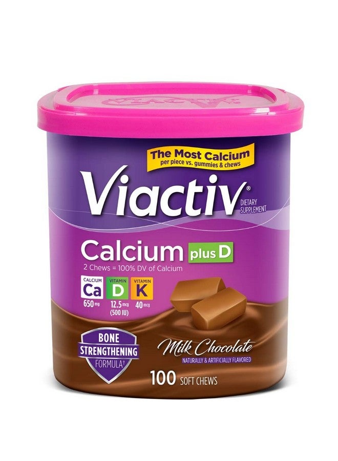 VIACTIV Calcium Plus D, Soft Chews, Milk Chocolate 100 ea (Pack of 2) - Image 1