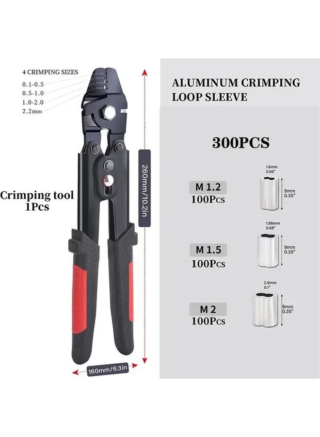 SJ 255 Wire Rope Crimping Tool Kit with 300PCS Ferrules for 1 2mm to 2 2mm Cable - Image 4