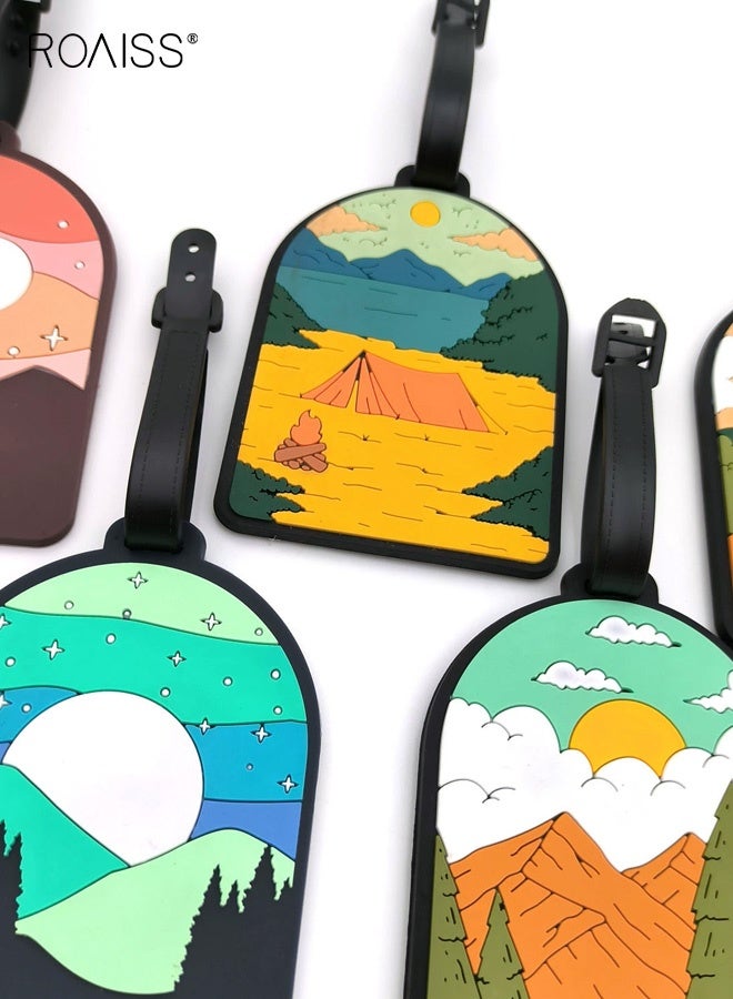 رويس مجموعة من 5 قطع من بطاقات الأمتعة المصنوعة من السيليكون للسفر، تتضمن بطاقات ورقية مكتوبة بخط اليد، وبطاقات تعليق محمولة، وحاملات بطاقات متينة ومقاومة للضياع، وملصقات آمنة للأمتعة لتحديد هوية الأمتعة، وعلامة للحقيبة. - Image 2