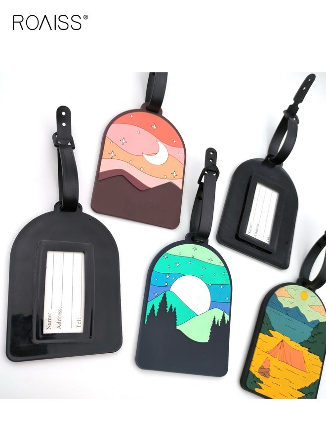 رويس مجموعة من 5 قطع من بطاقات الأمتعة المصنوعة من السيليكون للسفر، تتضمن بطاقات ورقية مكتوبة بخط اليد، وبطاقات تعليق محمولة، وحاملات بطاقات متينة ومقاومة للضياع، وملصقات آمنة للأمتعة لتحديد هوية الأمتعة، وعلامة للحقيبة. - Image 3