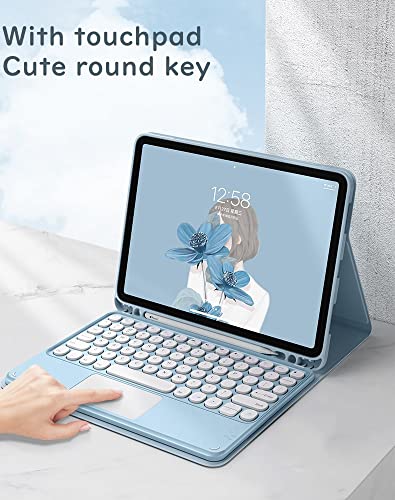 HENGHUI Keyboard Case for iPad 11th Gen A16 11 2025 iPad 10th Generation 109 2022 Case with Cute Round Key Candy Color Touchpad Keyboard Black - Image 3