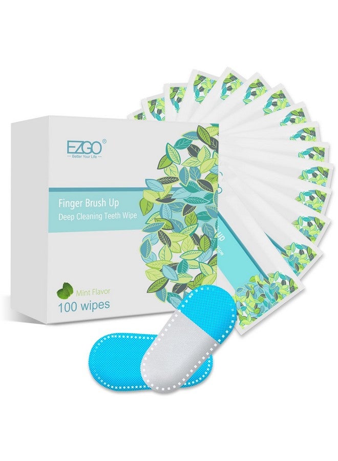 EZGO 100pcs Deep Cleaning Teeth Wipes Finger Brush Teeth Wipes Oral Brush Ups Latex Free Mint Flavor - Image 1