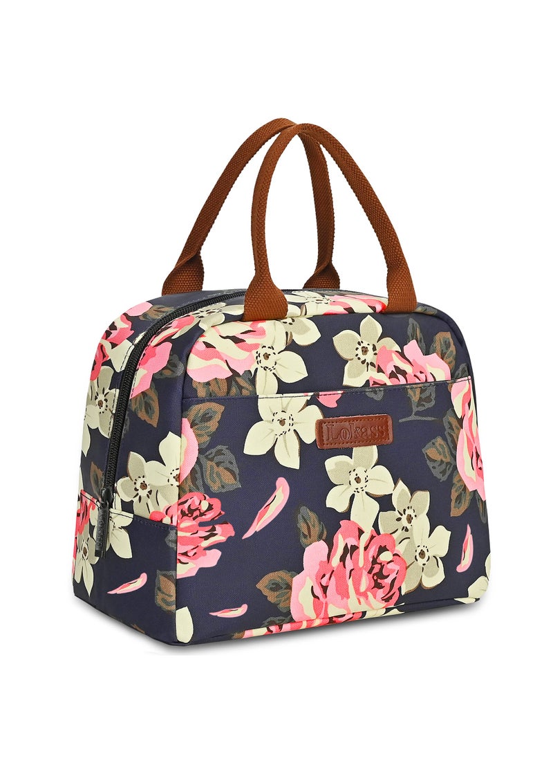 LOKASS LOKASS Lunch Bag Women Insulated Lunch Box Waterresistant Lunch Tote Thermal Lunch Cooler Soft Liner Lunch Bags for Lady Adults WorkPicnicBeachFishing Peony 