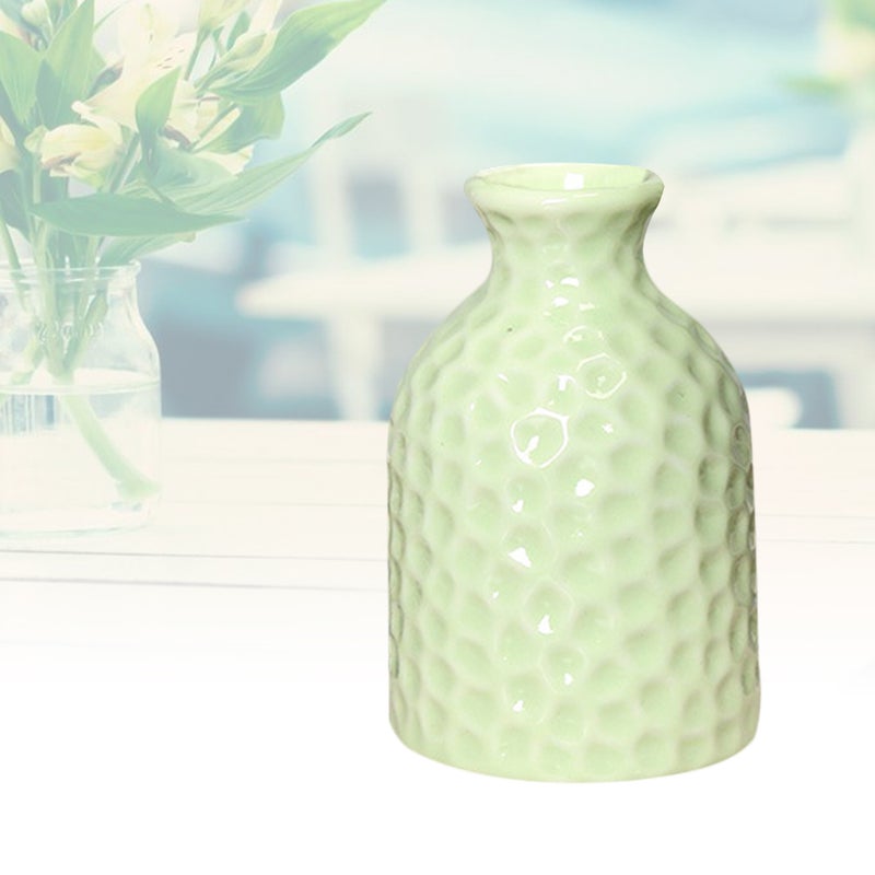 Ceramic Small Vase Desktop Flower Vase Aromatherapy Bottle for Home Office Decoration (Green) - Image 5