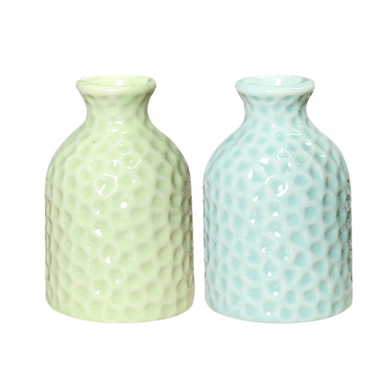 Ceramic Small Vase Desktop Flower Vase Aromatherapy Bottle for Home Office Decoration (Green) - Image 2