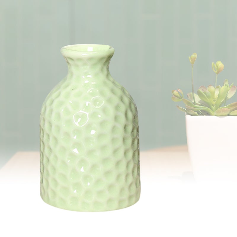 Ceramic Small Vase Desktop Flower Vase Aromatherapy Bottle for Home Office Decoration (Green) - Image 3