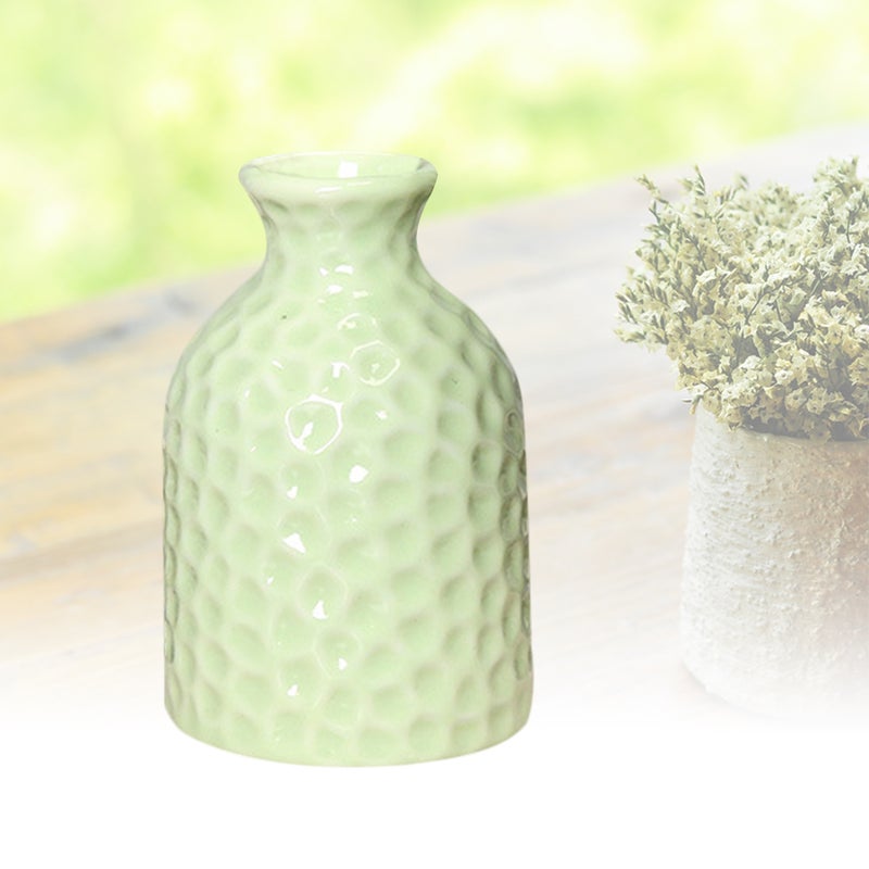 Ceramic Small Vase Desktop Flower Vase Aromatherapy Bottle for Home Office Decoration (Green) - Image 1