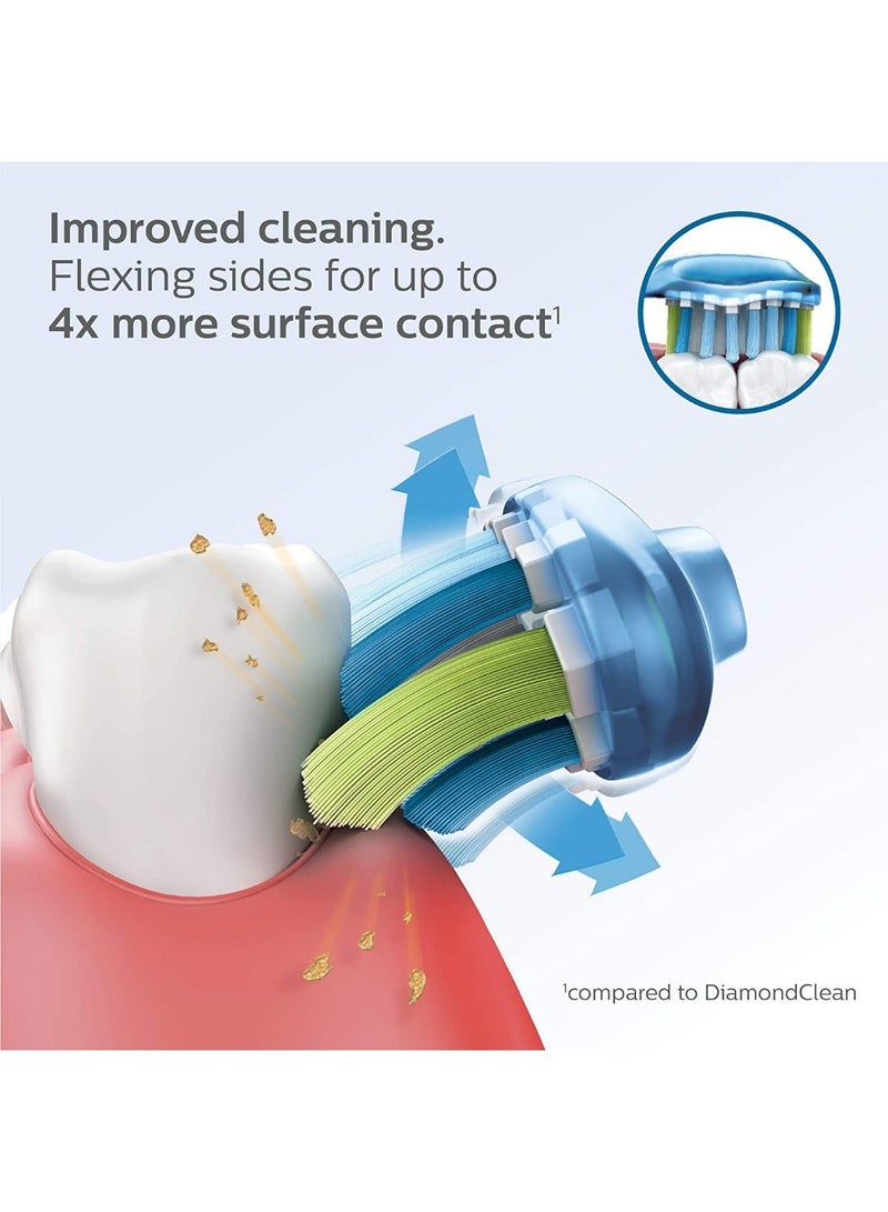 رؤوس فرشاة أسنان سونيك بديلة من النوع C3 للتحكم المتقدم في البلاك، متوافقة مع فيليبس سونيكير طراز بروتكتيف كلين وفلكس كير، لون أبيض، عبوة تحتوي على 4 قطع - Image 2