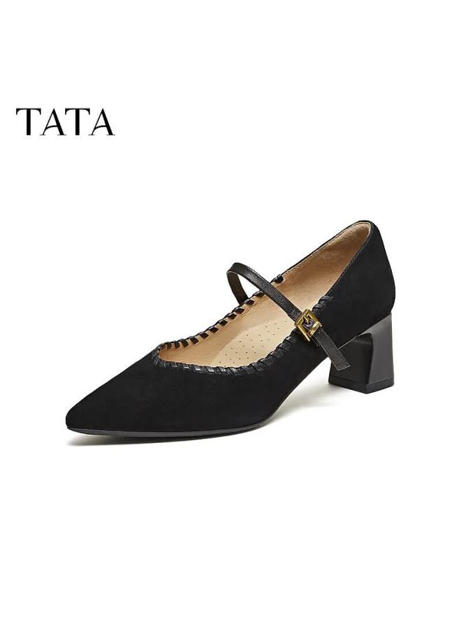Tata  Spring Mall Style Black Low-cut Casual Mary Jane Shoes For Women Size 35 - Image 1
