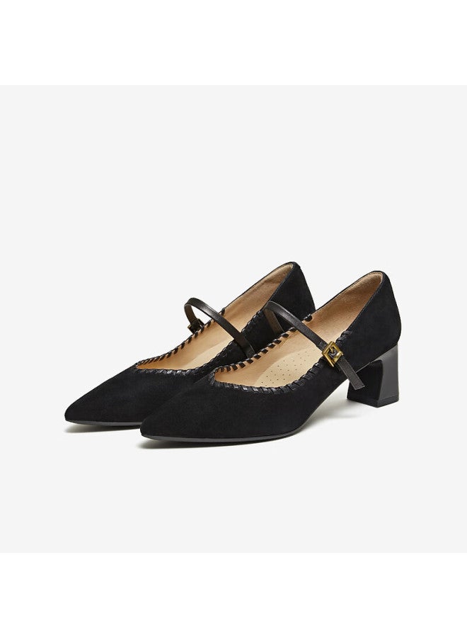 Tata  Spring Mall Style Black Low-cut Casual Mary Jane Shoes For Women Size 35 - Image 4