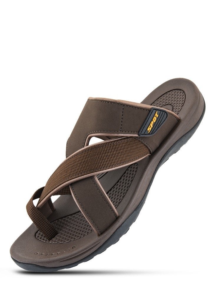 سبوت شباشب للرجال | شبشب رجالي كاجوال بمظهر تقليدي | SS-1921 براون - Image 1