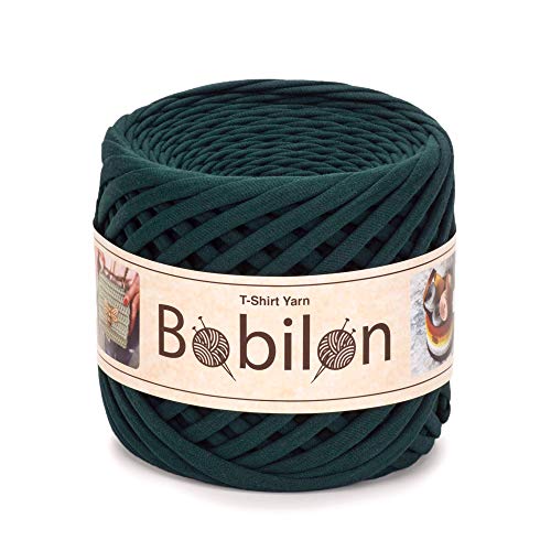 Bobilon T-Shirt Yarn Fettuccini Zpagetti Style, 7-9 mm Yarn for Crocheting, Knitting, Macrame, Ribbon Cotton Fabric, Ultramarine Green - Image 1
