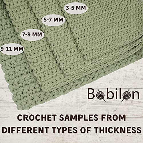 Bobilon T-Shirt Yarn Fettuccini Zpagetti Style, 7-9 mm Yarn for Crocheting, Knitting, Macrame, Ribbon Cotton Fabric, Ultramarine Green - Image 3
