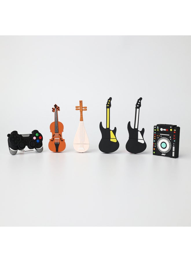 Piano Guitar Notes PVC Cartoon High-speed Large-capacity Guitar USB Flash Drive Mold Opening Custom Advertising Gift USB Flash Drive-Color:Pipa-Capacity:USB2.0 128GB