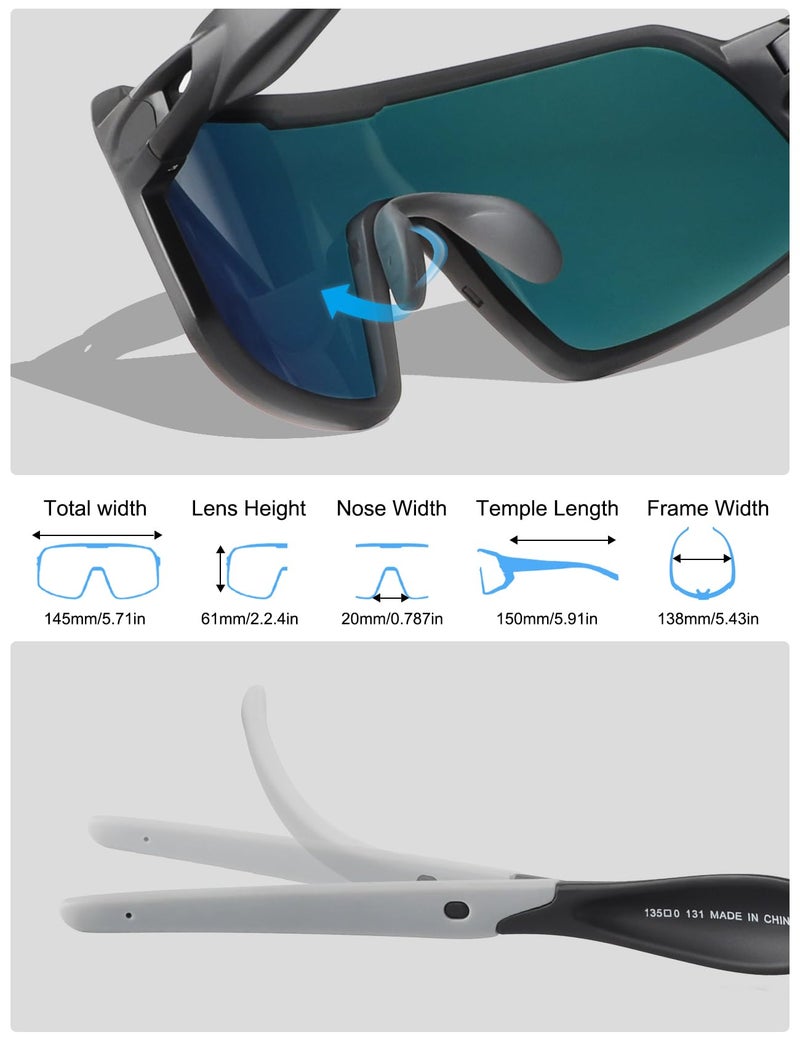BangLong Polarized Cycling Glasses Sports Sunglasses, UV400 Protection, Men Women Running Fishing Driving Baseball Glasses (Black Red) - Image 3