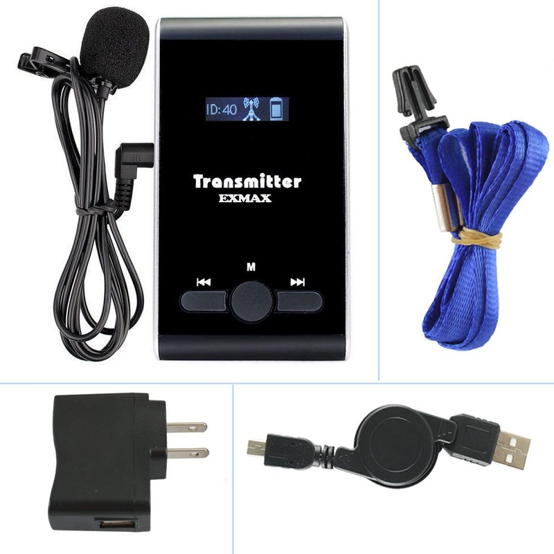 EXMAX EXMAX® ATG-100T 195MHz One Unit Transmitter ONLY for ATG-100T Wireless Tour Guide System Receivers Church Translation Simultaneous Interpreting Teaching Silent Conference Travel (1 Transmitter)  - Image 1