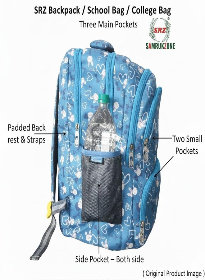 SAMRUKZONE SRZ Logon School Backpack, College Bag, Waterproof Travel Bag with Bottle Holder, Padded Base & Backrest 47x35x25 cm (TEAL) - Image 3