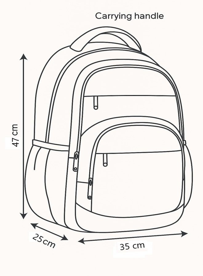 SAMRUKZONE SRZ Logon School Backpack, College Bag, Waterproof Travel Bag with Bottle Holder, Padded Base & Backrest 47x35x25 cm (TEAL) - Image 5
