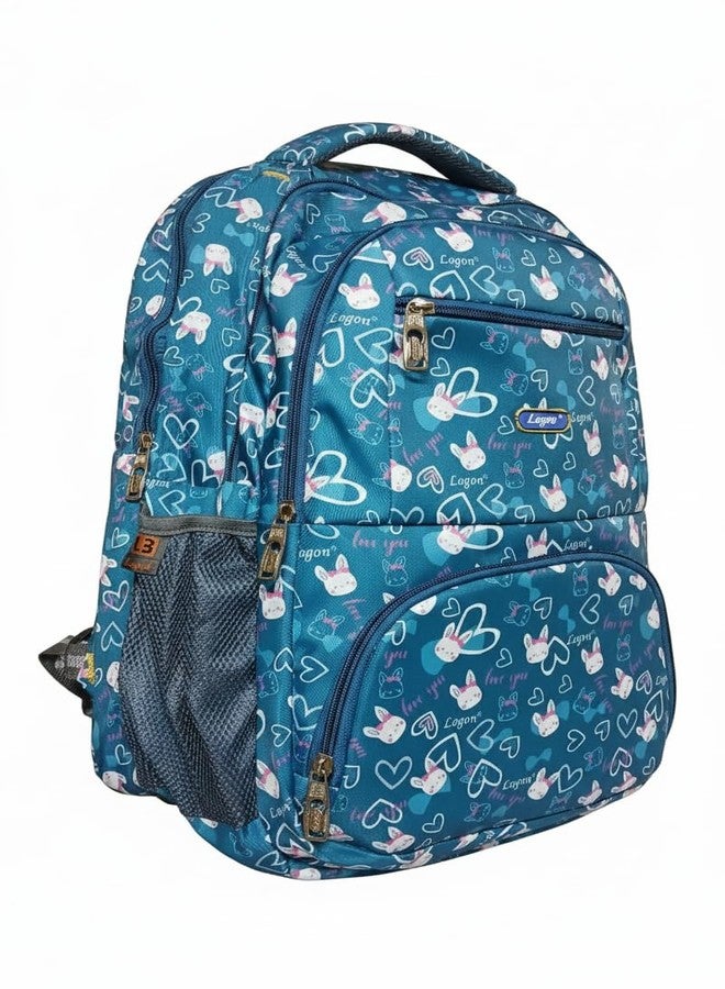 SAMRUKZONE SRZ Logon School Backpack, College Bag, Waterproof Travel Bag with Bottle Holder, Padded Base & Backrest 47x35x25 cm (TEAL) - Image 1