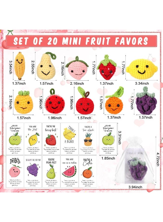 Shappy 20 Sets Inspirational Positive Fruit Toy Gift Funny Wool Knitted Fruit Mini Doll Employee Appreciation Gift Motivational Pun Card and Organza Bag Cute Thank You Gift for Coworker Party Favor - Image 2