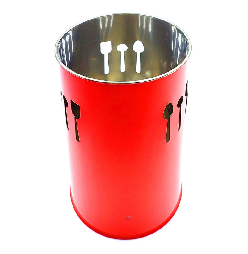 EVK® Self Draining Tableware Storage Box - Spoon, Knife, Fork, Chopstick, Stainless Steel Cutlery Holder Organizer Stand for Kitchen (EVK-Big 18X10 Spoon Cutlery-RED) - Image 2