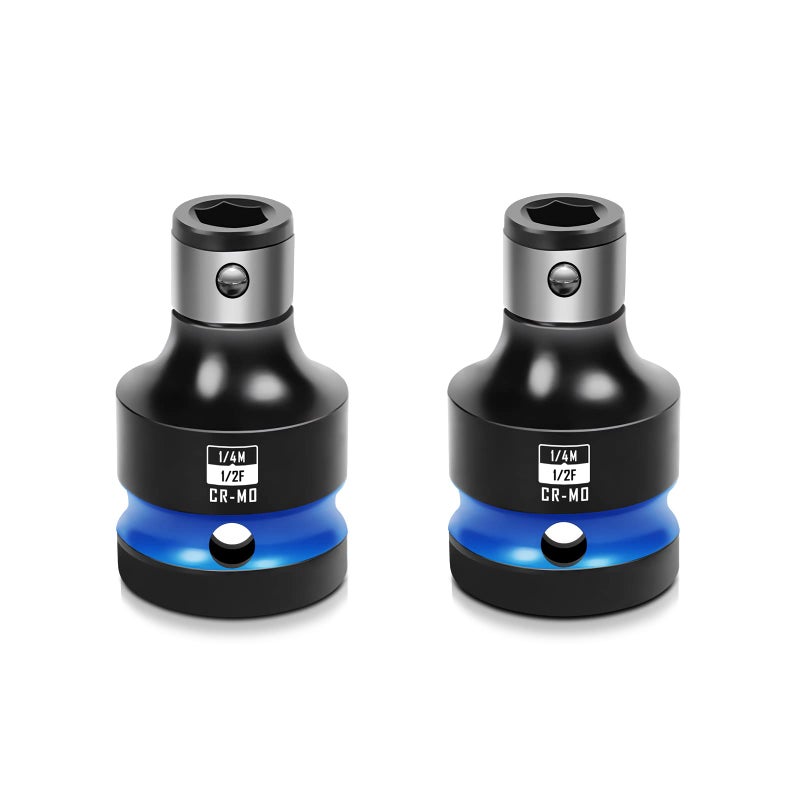 BLACKROBOT 2PCS Impact Bit Holders 1/2 Inch Square Drive to 1/4 Inch Hex Socket Adapter for Impact Wrench - Image 1