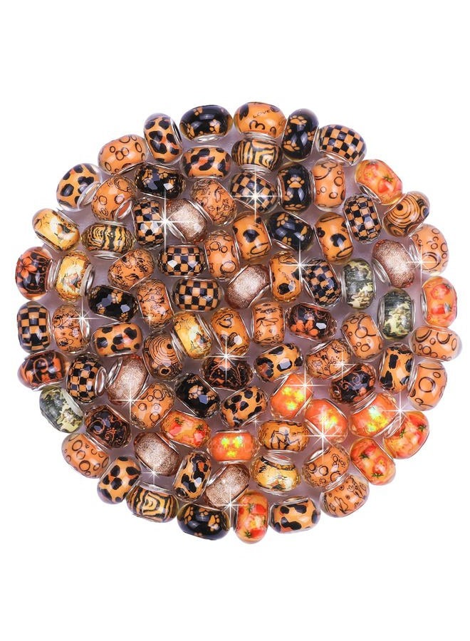 AIPRIDY 130 Pieces Assorted European Large Hole Fairy Wand Garden Beads, Mixed Color Lampwork Spacer Craft Beads for DIY Jewelry Making Supplies (Orange) - Image 2