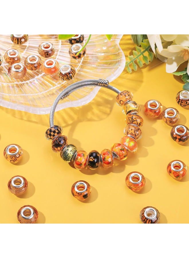 AIPRIDY 130 Pieces Assorted European Large Hole Fairy Wand Garden Beads, Mixed Color Lampwork Spacer Craft Beads for DIY Jewelry Making Supplies (Orange) - Image 3