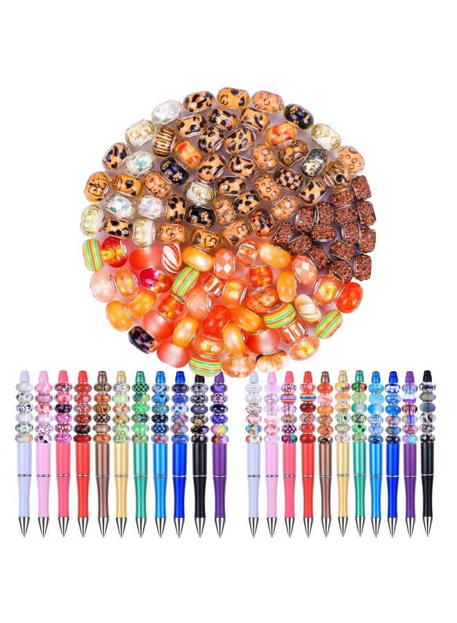 AIPRIDY 130 Pieces Assorted European Large Hole Fairy Wand Garden Beads, Mixed Color Lampwork Spacer Craft Beads for DIY Jewelry Making Supplies (Orange) - Image 1