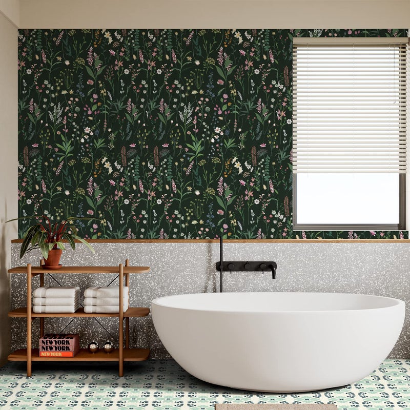 JiffDiff 17.3'' x 118.1" Floral Peel and Stick Wallpaper Vinyl Flower Wallpaper Vintage Vinyl Peel and Stick Wall Paper for Kitchen Cabinet Furniture Renter Friendly (Covers 14.2 Sq Ft) - Image 3