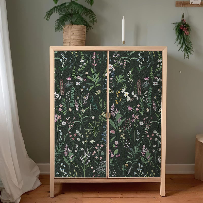 JiffDiff 17.3'' x 118.1" Floral Peel and Stick Wallpaper Vinyl Flower Wallpaper Vintage Vinyl Peel and Stick Wall Paper for Kitchen Cabinet Furniture Renter Friendly (Covers 14.2 Sq Ft) - Image 4
