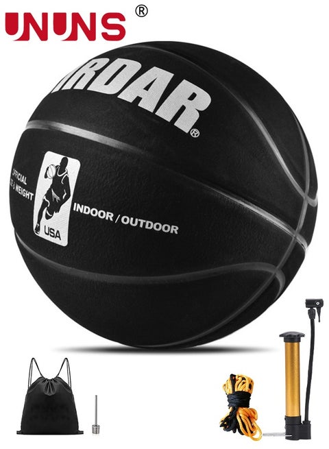 كرة سلة، مقاس رسمي قياسي 7/29.5 بوصة، كرة سلة شوارع من الجلد المركب، كرة رياضية للتدريب على المباريات، لعبة داخلية وخارجية للأطفال والشباب والبالغين، مع مضخة/إبرة كرة/حقيبة شبكية/حقيبة كرة