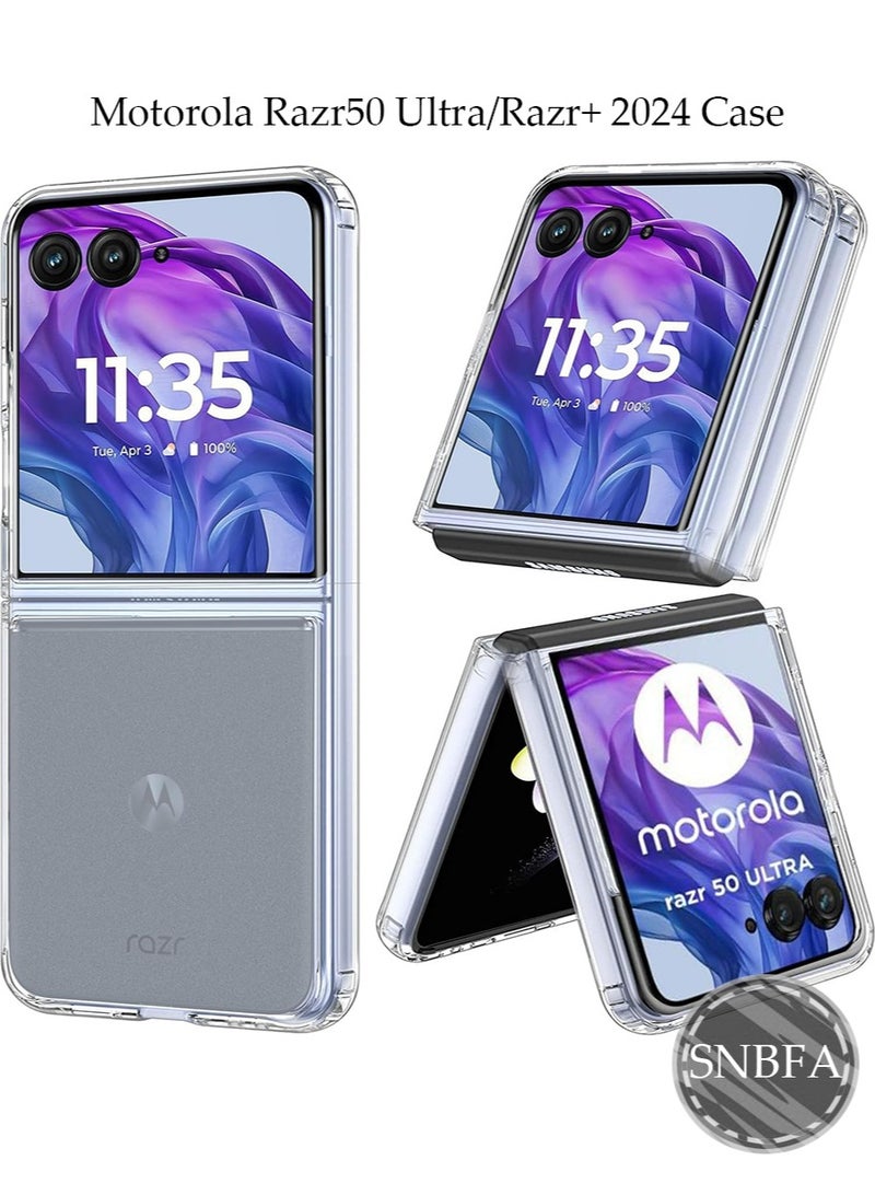SNBFA 2024 Motorola Razr 50 Ultra Case, Acrylic Transparent Hard Clear Hybrid Cover Non-Yellow Shockproof Bumper Slim Thin Case (Clear) - Image 1
