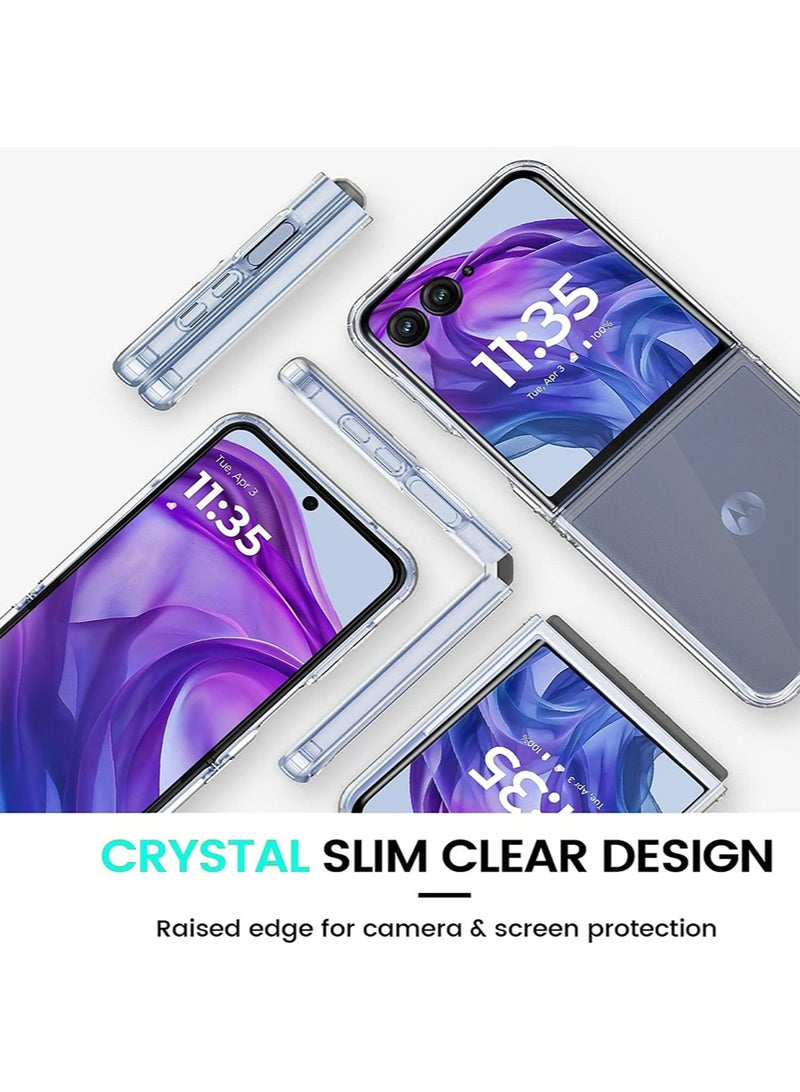 SNBFA 2024 Motorola Razr 50 Ultra Case, Acrylic Transparent Hard Clear Hybrid Cover Non-Yellow Shockproof Bumper Slim Thin Case (Clear) - Image 2