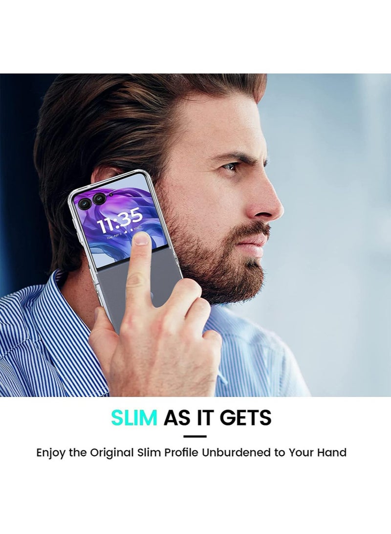 SNBFA 2024 Motorola Razr 50 Ultra Case, Acrylic Transparent Hard Clear Hybrid Cover Non-Yellow Shockproof Bumper Slim Thin Case (Clear) - Image 5