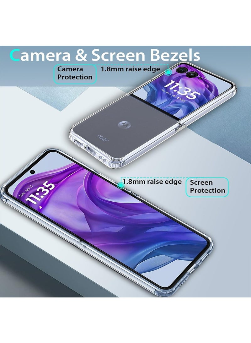 SNBFA 2024 Motorola Razr 50 Ultra Case, Acrylic Transparent Hard Clear Hybrid Cover Non-Yellow Shockproof Bumper Slim Thin Case (Clear) - Image 3