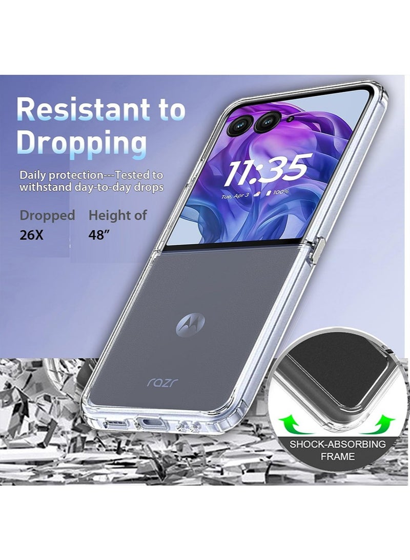 SNBFA 2024 Motorola Razr 50 Ultra Case, Acrylic Transparent Hard Clear Hybrid Cover Non-Yellow Shockproof Bumper Slim Thin Case (Clear) - Image 4