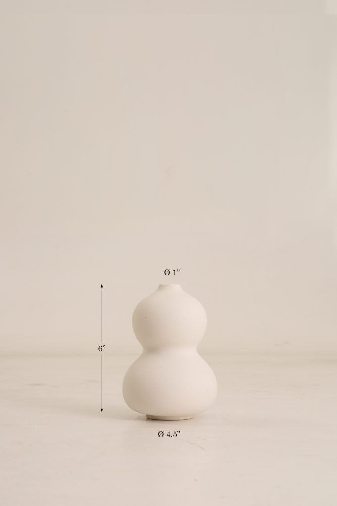 PUREZENTO Oreo Vase White 6 inch Matte Finish Ceramic Designer Flower Vases for Home, Decoration, Centre Table, Bedroom, Side Corner Beautiful Decorative Vases with Unique Quality - Image 3