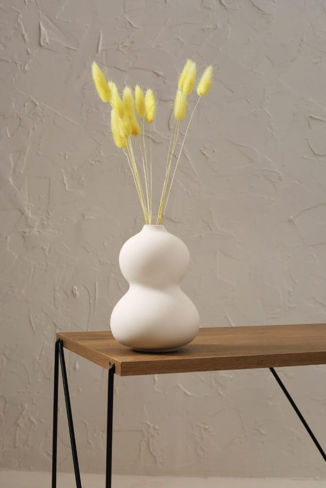 PUREZENTO Oreo Vase White 6 inch Matte Finish Ceramic Designer Flower Vases for Home, Decoration, Centre Table, Bedroom, Side Corner Beautiful Decorative Vases with Unique Quality - Image 1