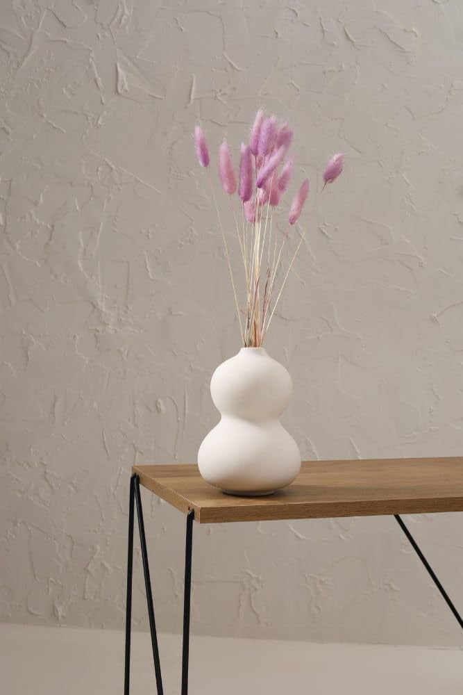 PUREZENTO Oreo Vase White 6 inch Matte Finish Ceramic Designer Flower Vases for Home, Decoration, Centre Table, Bedroom, Side Corner Beautiful Decorative Vases with Unique Quality - Image 5