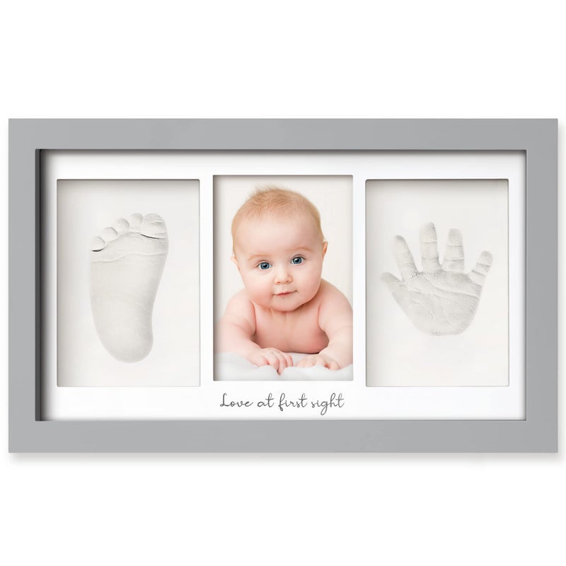 KeaBabies Baby Hand and Footprint Kit - Clay Handprint Keepsake Frame, Newborn Nursery Picture Frame, Personalized New Mom Gifts for Baby First Christmas Shower (Cloud Gray) - Image 1