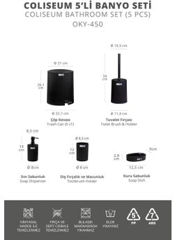 ‎okyanus Home Ocean Home Coliseum Black 5-Piece Bathroom Set  - Image 2