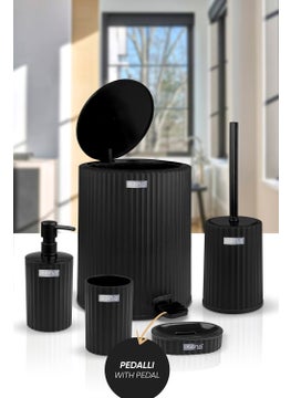 ‎okyanus Home Ocean Home Coliseum Black 5-Piece Bathroom Set  - Image 1